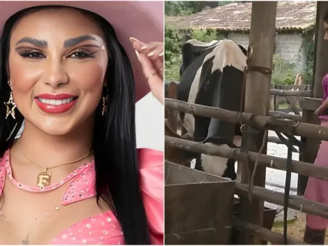 A Fazenda 15: Jenny passa perrengue no trato com a vaca: "Está brava"