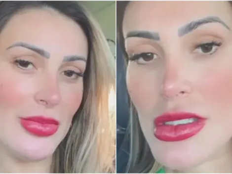 Andressa Urach faz tatuagem de cifrão no rosto e explica motivo