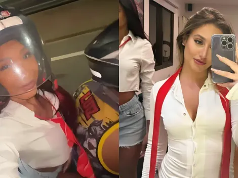 Pocah e Bruna Griphao dão show de determinação e pegam mototáxi usando salto para ver RBD