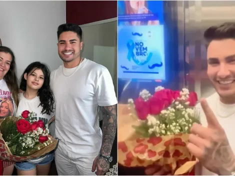 Lucas Souza leva buquê de flores para a mãe de Jaquelline