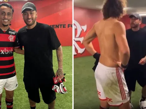 Neymar visita vestiário do Flamengo após vitória no Maraca