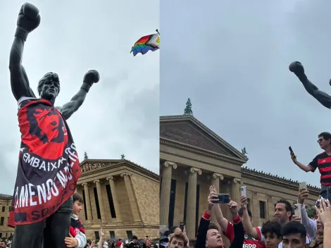 Rocky Balboa vira "flamenguista" em chegada da Nação nos EUA