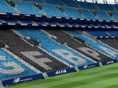 Arena do Grêmio pode estampar iniciais do clube nas arquibancadas