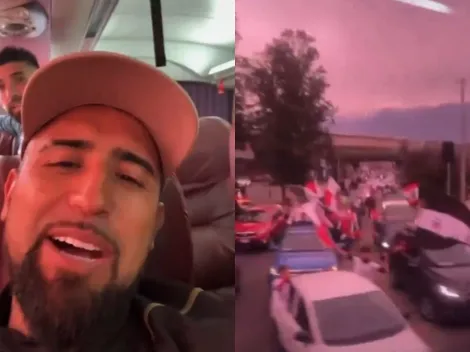 Arturo Vidal en éxtasis con la caravana de los hinchas de Colo Colo