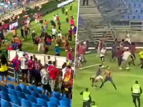 Video: así fue la pelea que llenó de pánico a hinchas de Junior y Unión Magdalena