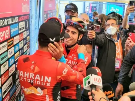 Abrazo para la historia: la felicitación de Mikel Landa a Buitrago por su victoria