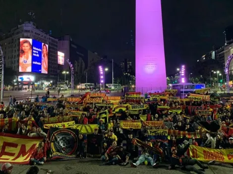 Banderazo de hinchas del Pereira en Argentina previo al duelo con Boca