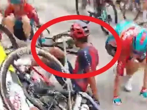 Egan Bernal y el momento de su caída en la novena etapa de La Vuelta a España