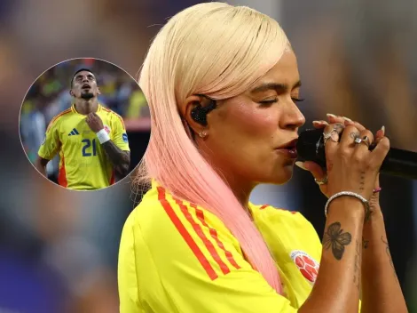 El guiño de Karol G a Muñoz mientras entonaba el himno de Colombia en la final