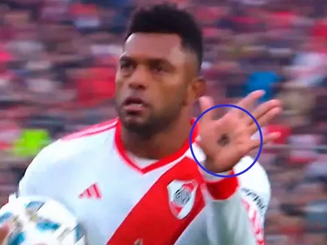 El curioso gesto de Borja tras su gol contra Lanús