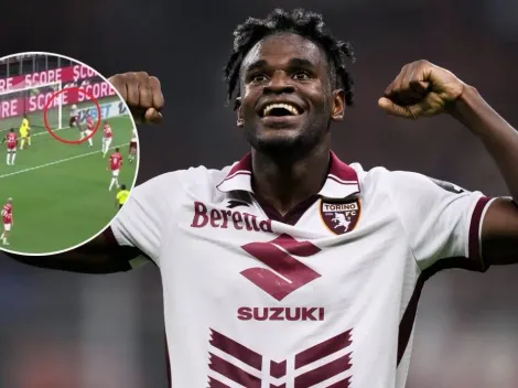 Duván Zapata anotó con el Torino en el empate con AC Milan por la Serie A