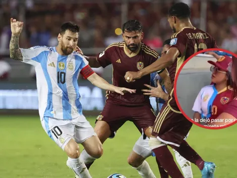 Le hacen quitar la camiseta a hincha mitad Argentina y mitad Venezuela