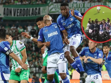 El agarrón entre jugadores de Atlético Nacional y Millonarios que no se vio en TV