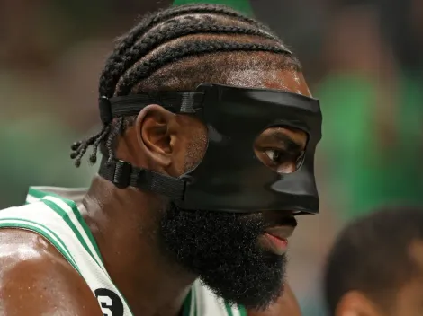 Why does Jaylen Brown of the Boston Celtics wear a mask?