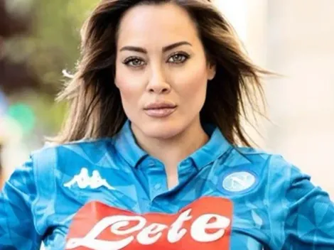 Napoli supporter and influencer Paola Saulino celebrates title in full body paint