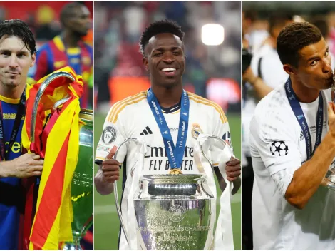How many Champions League titles had Messi, Ronaldo won at Vinicius' age?