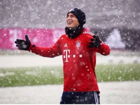 Bajo la nieve: James y la helada práctica del Bayern Múnich