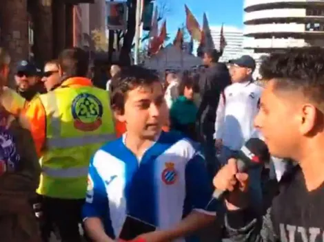 Todos contra el Barça: hincha del Espanyol va con el Madrid en el Bernabéu