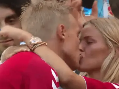 Un beso Mundial: el momento tierno y hot del capitán de Dinamarca con su novia