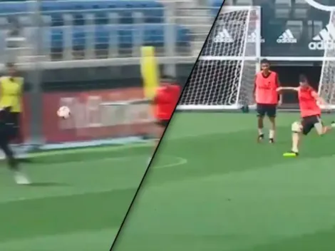 El atajadón de Courtois a Bale en el entrenamiento del Real Madrid