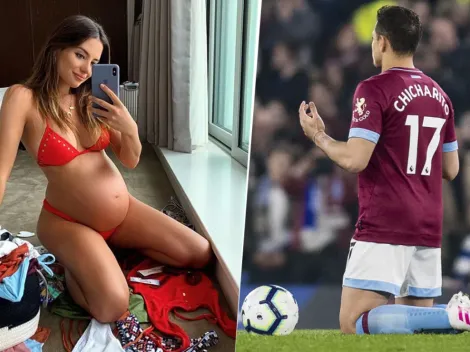 Chicharito subió foto a Instagram mostrando que su mujer ya no se puede ni poner los zapatos