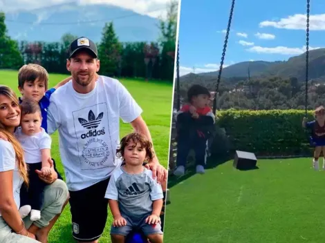 Antonela Roccuzzo mostró como se divierte con sus hijos en el día libre de Messi