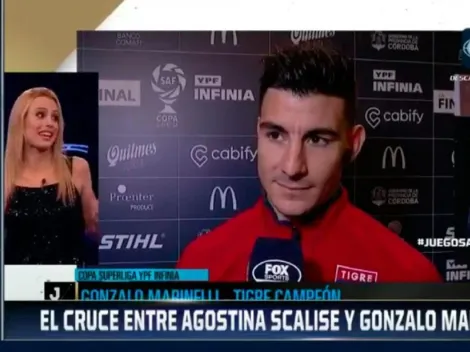 Como Sara e Iker: Agostina Scalise y Marinelli se cruzaron al aire y ella le hizo un pedido