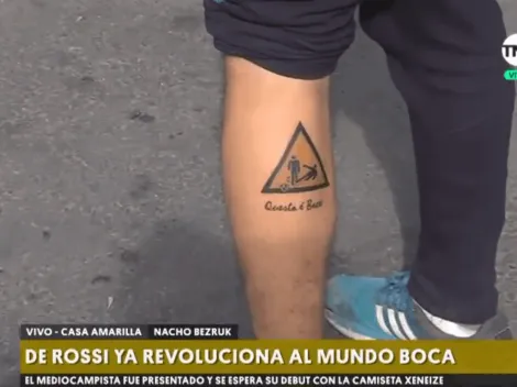 Un hincha se hizo el tatuaje de De Rossi y en TNT Sports lo descansaron en vivo