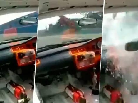 Video: el amortiguador del auto de adelante salió volando e impactó contra el suyo