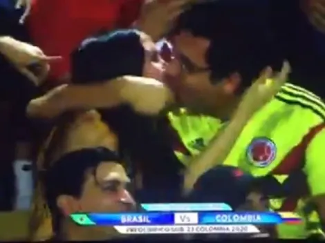 La Kiss Cam apareció en Bucaramanga y a este pobre casi no le dan un beso