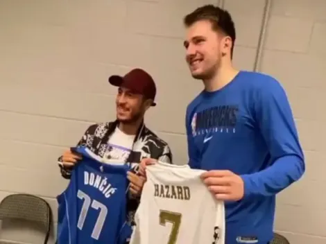 Luka Doncic se topó con Eden Hazard y lo hizo ver como un gnomo de jardín