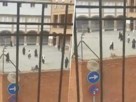 Si señor: en el mundo el fútbol está detenido pero en un convento la pelota sigue rodando