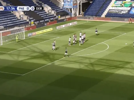 Ahora un poema: Rooney hizo un golazo de tiro libre con el Derby County