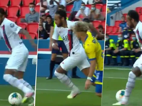 Neymar sin ropa: salva el balón, ridiculiza al rival y tira un pase no look