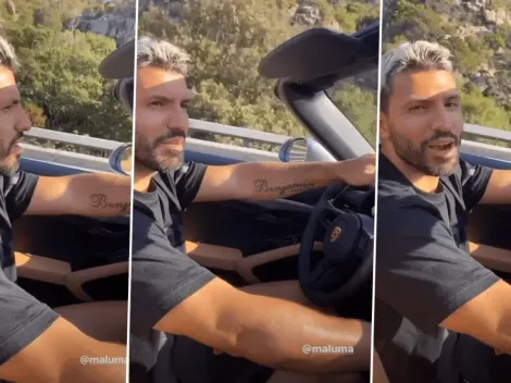 Video: Agüero, volando arriba de un Porsche en sus vacaciones en España