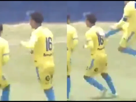 Estaba celebrando su gol bailando y llegó con una patada voladora