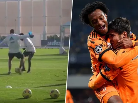 Video: el caño con el que Cuadrado destruyó a un compañero en pleno entrenamiento de la Juventus