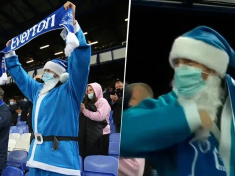 Volvió la alegría: un Papá Noel azul se robó el show en el Everton vs. Chelsea