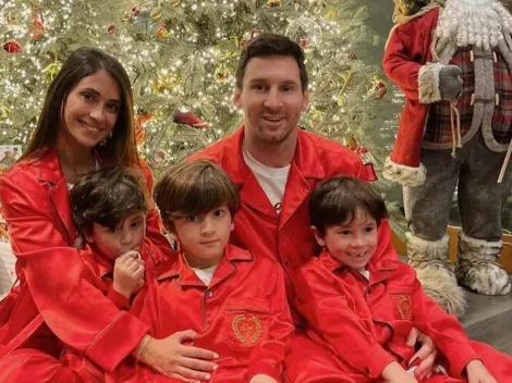 Los amamos: Antonela Roccuzzo subió una foto navideña de la familia Messi