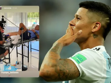 Marcos Rojo se está tatuando al Diego ¿con la de Boca?