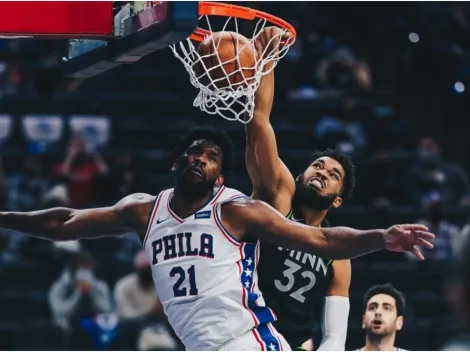 El increíble póster de Karl Anthony Towns a Joel Embiid