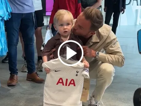 El tierno momento que protagonizaron James Maddison y su hijo al llegar al Tottenham