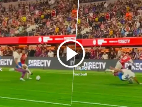 La brutal patada de Ronald Araújo a Gabriel Jesús