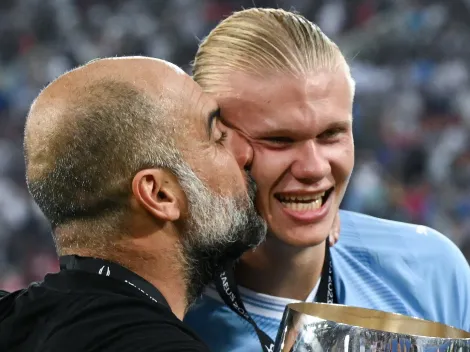 La reacción de Julián Álvarez al beso de reconciliación de Guardiola a Haaland