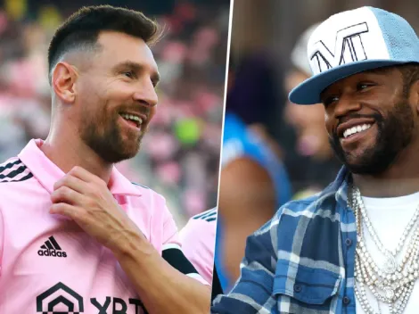 "Encuentro de GOAT's": Floyd Mayweather llegó al VIP para ver a Messi