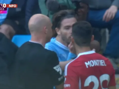 Así fue el cruce entre Montiel y Grealish tras el final de partido