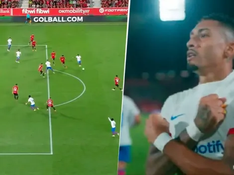 Festejó a lo Messi: Raphinha marcó el empate de Barcelona ante Mallorca (VIDEO)