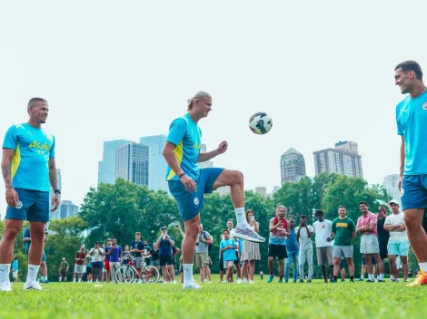 Llamativo entrenamiento del Manchester City con Guardiola, Haaland y Grealish en el Central Park de Nueva York