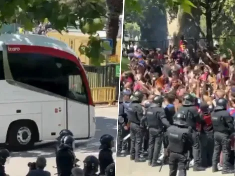 Proyectiles de los hinchas del Barcelona contra el bus del Real Madrid