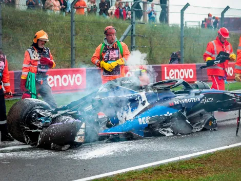 Estremecedor accidente en el GP de Países Bajos: coche en pedazos, incendio y bandera roja